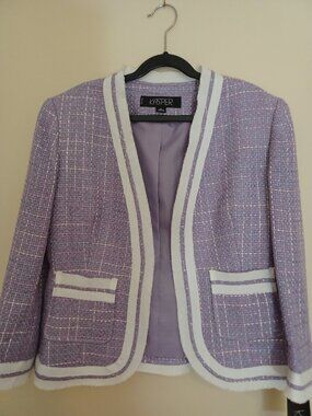 VWT-Kasper Vintage Light Weight Jacket Blazer Size 2P Lavender/White/Baby Blue
